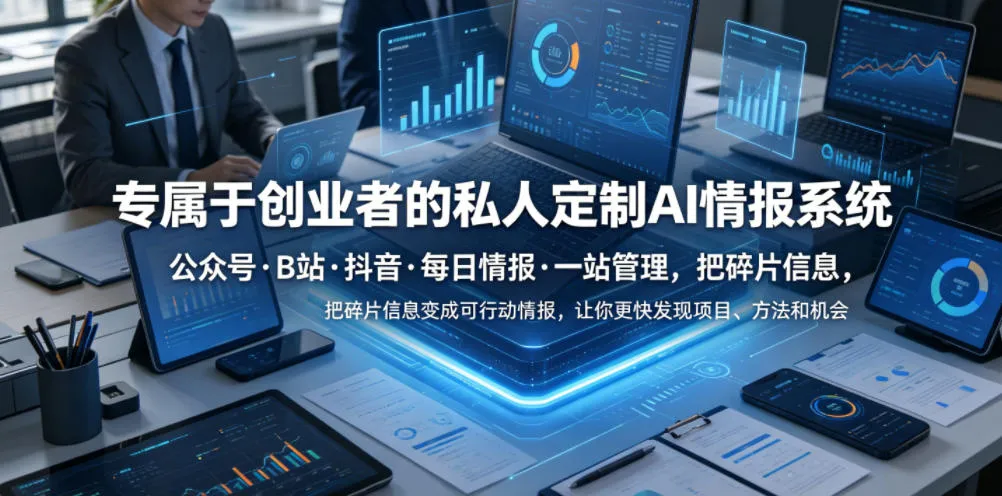 专属于创业者的私人定制AI情报系统,公众号·B站·抖音·每日情报·一站管理,把碎片信息变成可行动情报,让你更快发现项目、方法和机会-33资源网