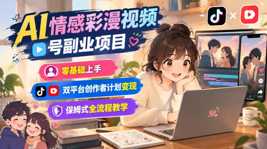 AI情感彩漫视频号副业项目,零基础上手,双平台创作者计划变现,保姆式全流程教学 AI情感彩漫视频号副业项目,零基础上手,双平台创作者计划变现,保姆式全流程教学