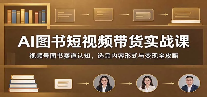 AI图书短视频带货实战课：视频号图书赛道认知，选品内容形式与变现全攻略-33资源网