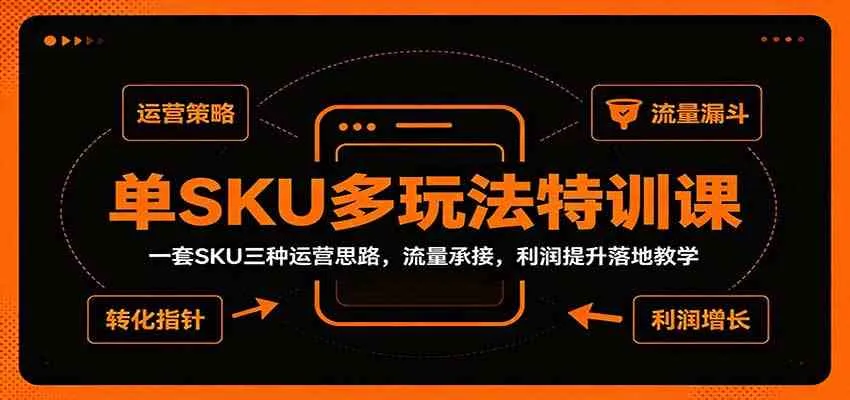 单SKU多玩法特训课：一套SKU三种运营思路，流量承接，利润提升落地教学-33资源网
