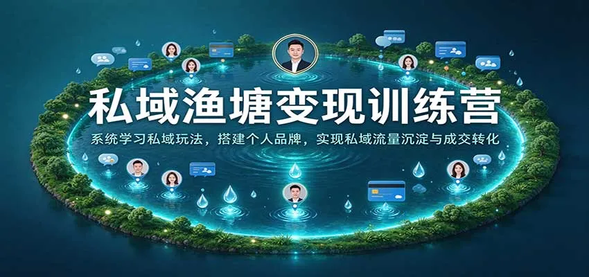 私域渔塘变现训练营:系统学习私域玩法,搭建个人品牌,实现私域流量沉淀与成交转化 私域渔塘变现训练营:系统学习私域玩法,搭建个人品牌,实现私域流量沉淀与成交转化