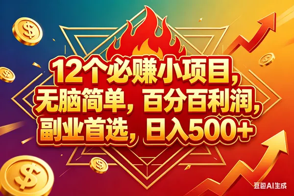 （18272期）12个必赚钱的小项目，百分百赚米，无脑简单，副业首选，日入600+-33资源网