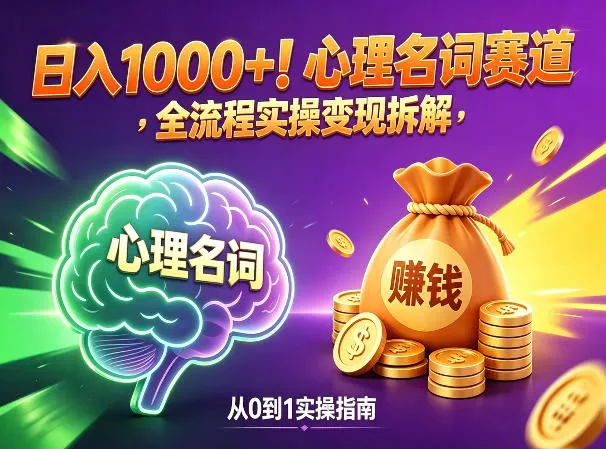 心理名词赛道，新手小白也能做，全流程项目拆解，单日变现1k+-33资源网