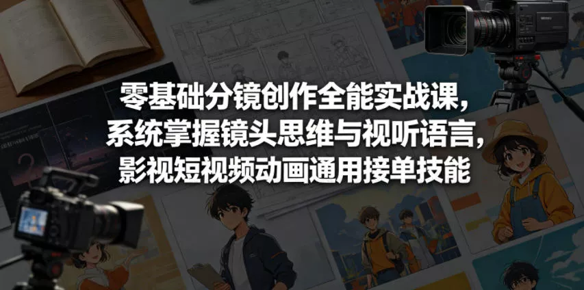 零基础分镜创作全能实战课，系统掌握镜头思维与视听语言，影视短视频动画通用接单技能-33资源网