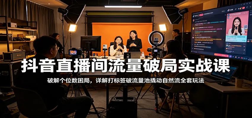 抖音直播间流量破局实战课：破解个位数困局，详解打标签破流量池撬动自然流全套玩法-33资源网