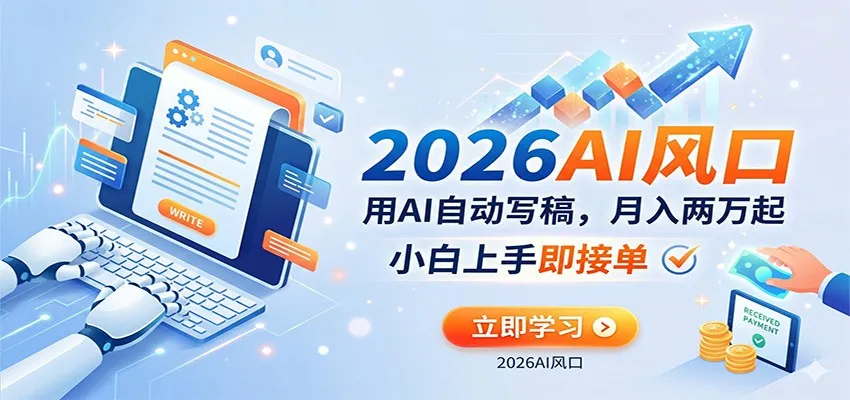 AI赚钱的新风口，用AI自动写稿，月入两万起，小白上手即接单-33资源网