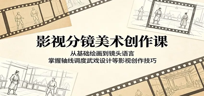 影视分镜美术创作课：从基础绘画到镜头语言，掌握轴线调度武戏设计等影视创作技巧-33资源网