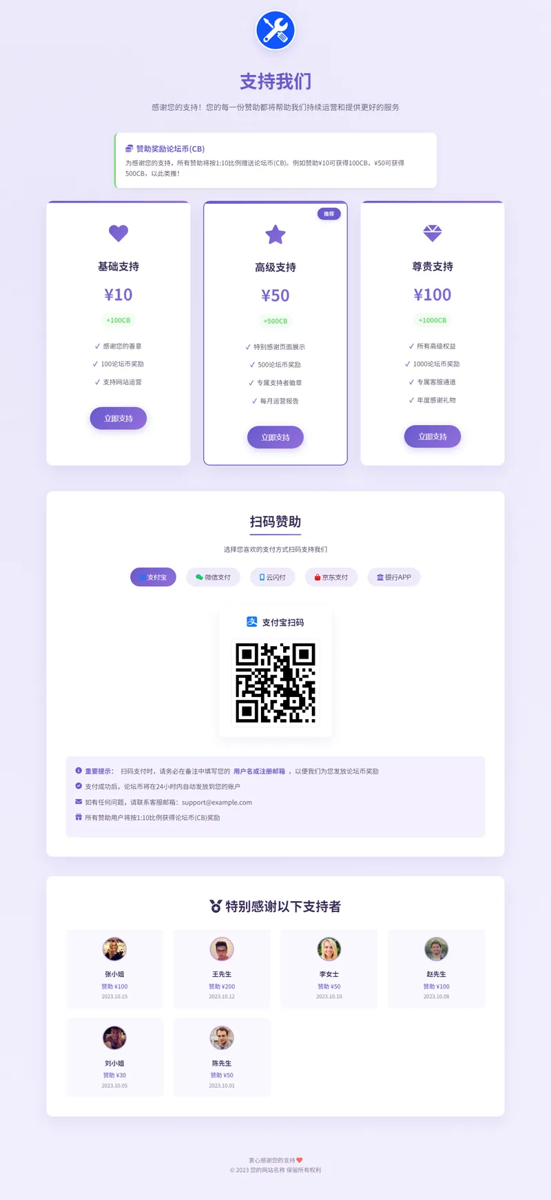 VIP赞助打赏单页HTML源码-33资源网