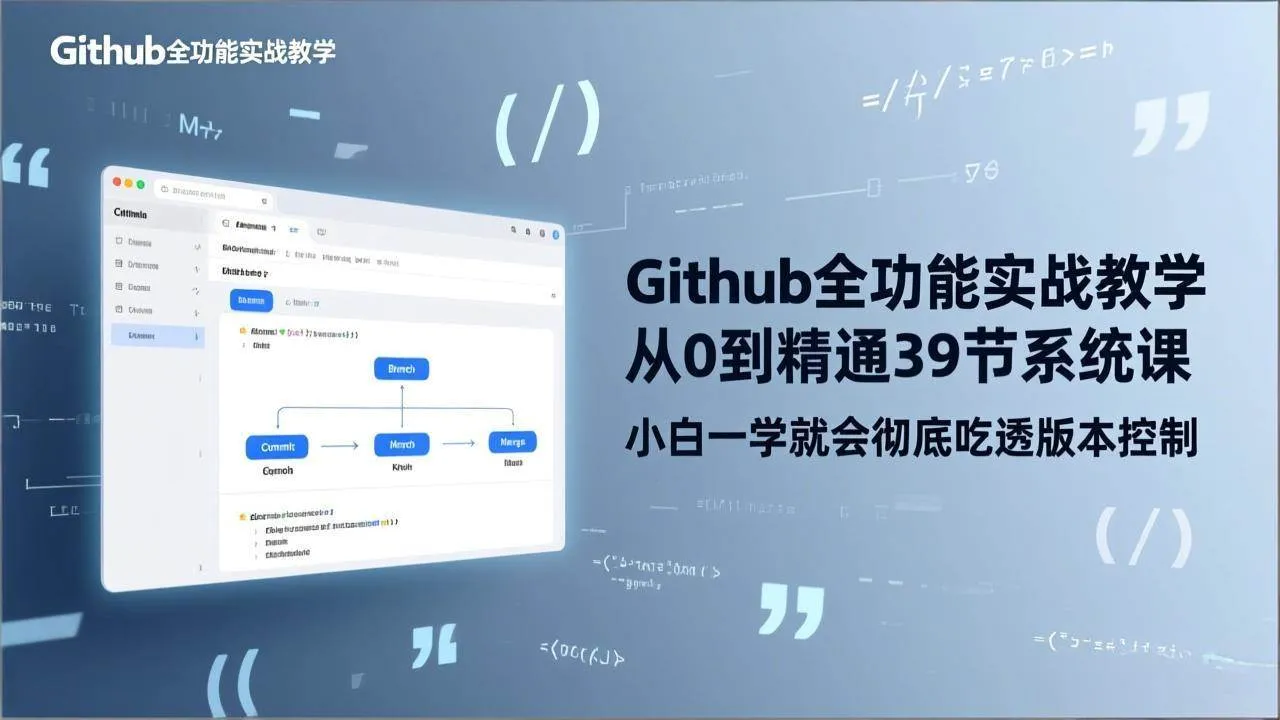 （17501期）GitHub-全功能实战教学，从0到精通39节系统课，小白一学就会彻底吃透版本控制-33资源网