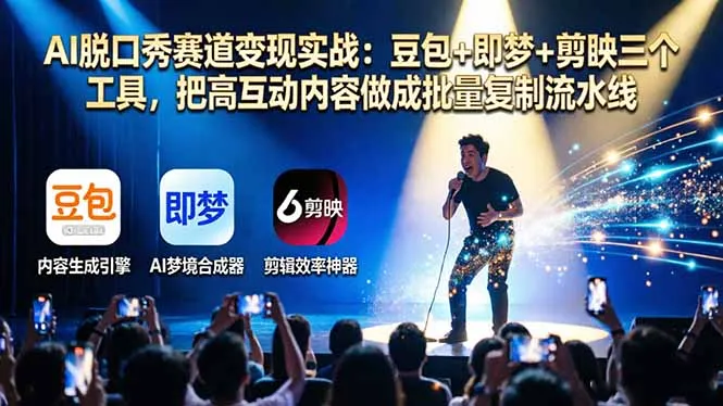 AI脱口秀赛道变现实战：豆包+即梦+剪映三个工具，把高互动内容做成批量复制流水线-33资源网