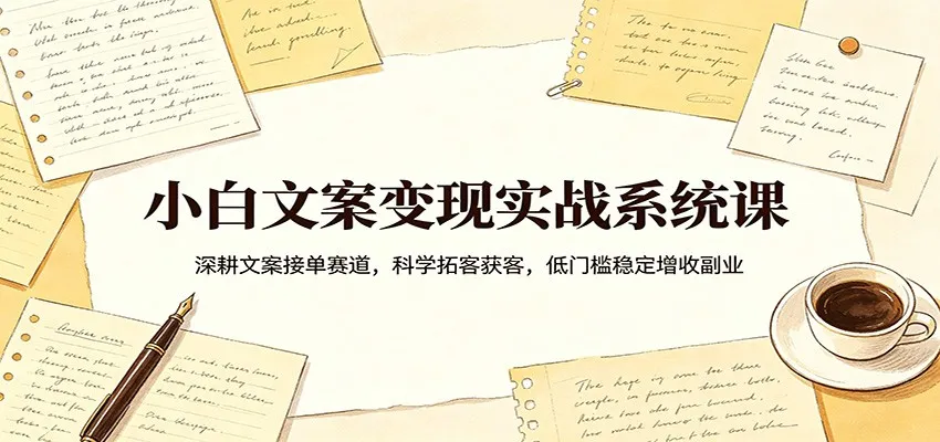 小白文案变现实战系统课：深耕文案接单赛道，科学拓客获客，低门槛稳定增收副业-33资源网
