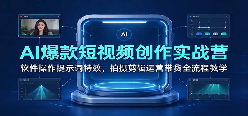 AI爆款短视频创作实战营:软件操作提示词特效,拍摄剪辑运营带货全流程教学-33资源网