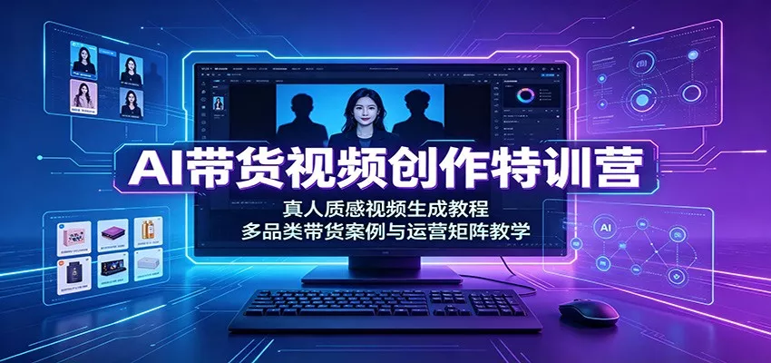 AI带货视频创作特训营：真人质感视频生成教程，多品类带货案例与运营矩阵教学-33资源网