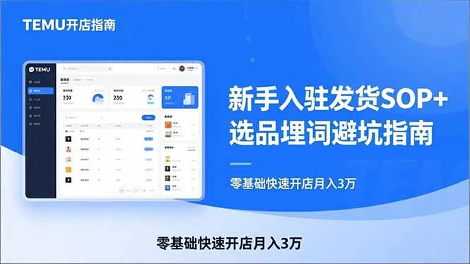 TEMU从入门到爆单：新手入驻发货SOP+选品埋词避坑指南，零基础快速开店月入3万-33资源网