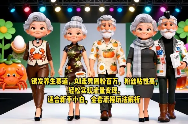 银发养生赛道，AI走秀圈粉百万，粉丝粘性高，轻松实现流量变现，适合新手小白，全套流程玩法解析-33资源网
