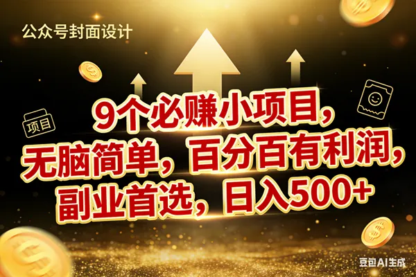 （17595期）9个必赚小项目，无脑简单，百分百有利润，副业首选，日入600+-33资源网