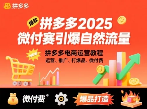 拼多多微付费引爆自然流量，拼多多电商运营教程，运营、推广、打爆品、微付费（更新26年2月）-33资源网