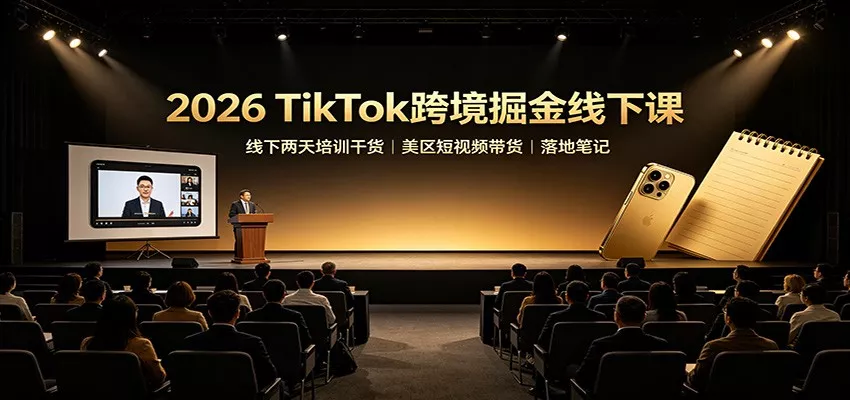 2026 TikTok跨境掘金线下课:线下两天培训干货,美区短视频带货落地笔记-33资源网