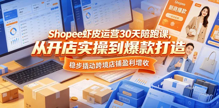 Shopee虾皮运营30天陪跑课，从开店实操到爆款打造，稳步撬动跨境店铺盈利增收-33资源网