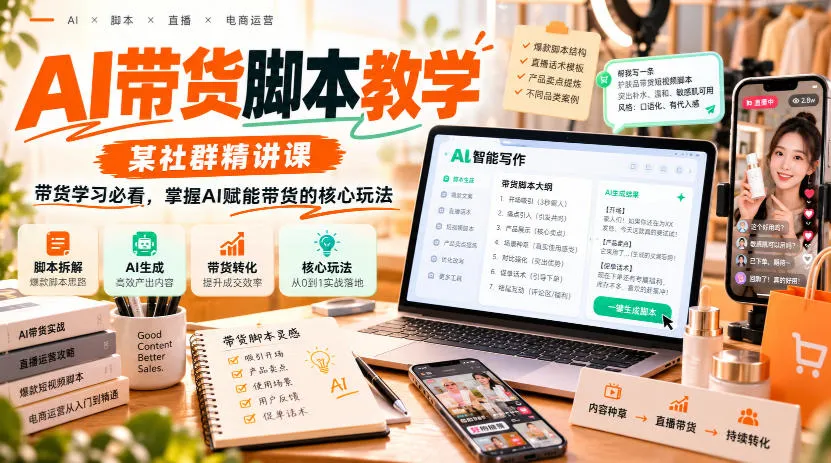 AI带货脚本教学,某社群精讲课,带货学习必看,掌握AI赋能带货的核心玩法-33资源网