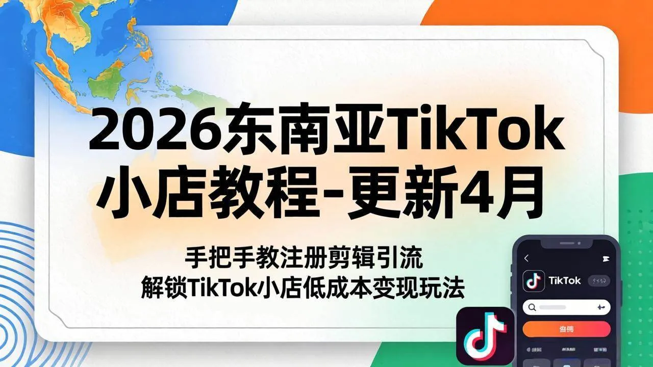 （18180期）2026东南亚TikTok小店教程-更新4月，手把手教注册剪辑引流，解锁TikTok小店低成本变现玩法-33资源网