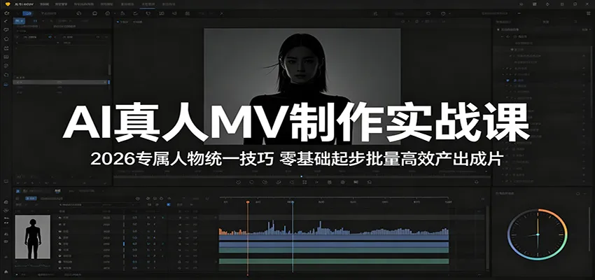 AI真人MV制作实战课：2026专属人物统一技巧，零基础起步批量高效产出成片-33资源网
