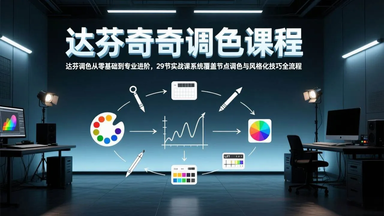 （17484期）达芬奇调色从零基础到专业进阶，29节实战课系统覆盖节点调色与风格化技巧全流程-33资源网