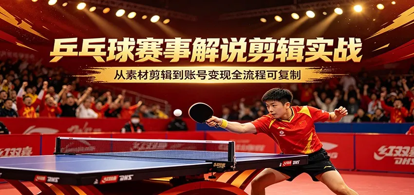 乒乓球赛事解说剪辑实战，从素材剪辑到账号变现全流程可复制-33资源网