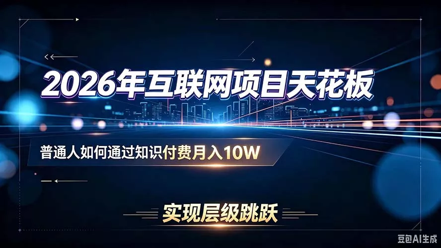 2026年互联网项目天花板:普通人如何通过知识付费月入10W,实现层级跳跃-33资源网