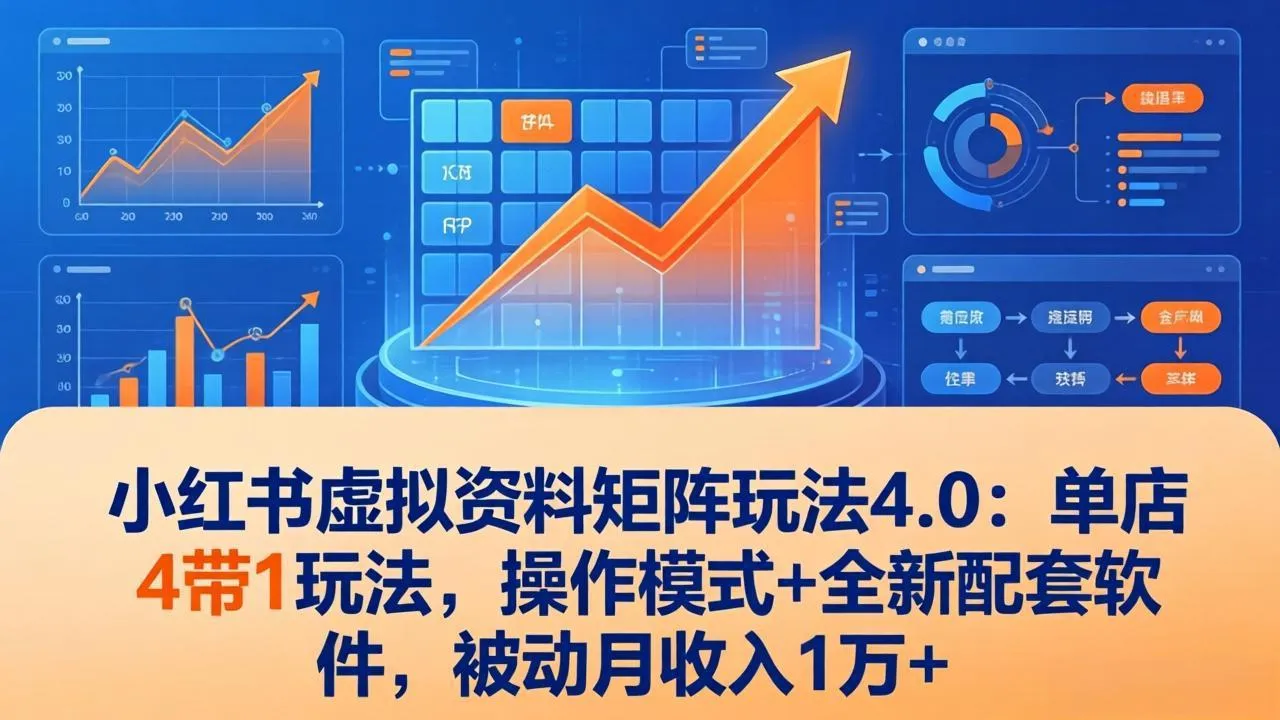 小红书虚拟资料矩阵玩法4.0：单店4带1玩法，操作模式+全新配套软件，被动月收入1万+-33资源网
