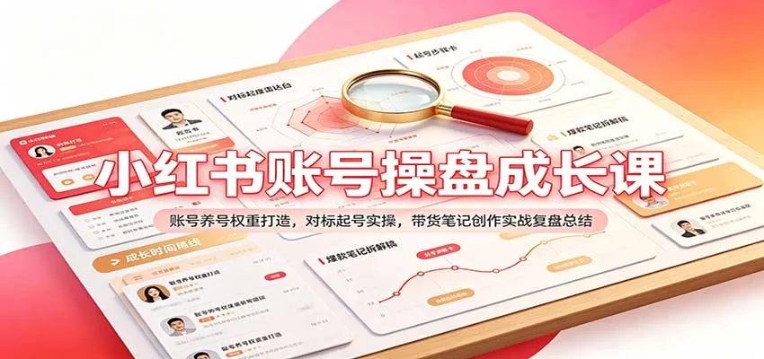 小红书账号操盘成长课:账号养号权重打造,对标起号实操,带货笔记创作实战复盘总结 小红书账号操盘成长课:账号养号权重打造,对标起号实操,带货笔记创作实战复盘总结