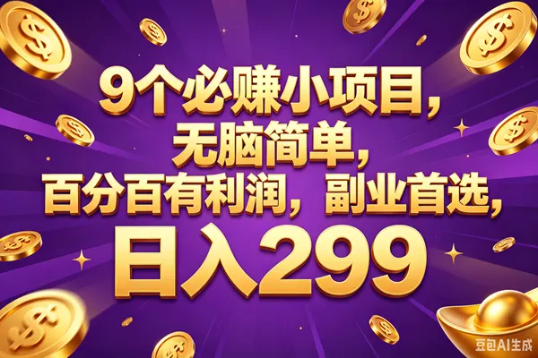 （18736期）9个必赚的小项目，百分百赚元子，无脑简单，副业首选，日入299+-33资源网