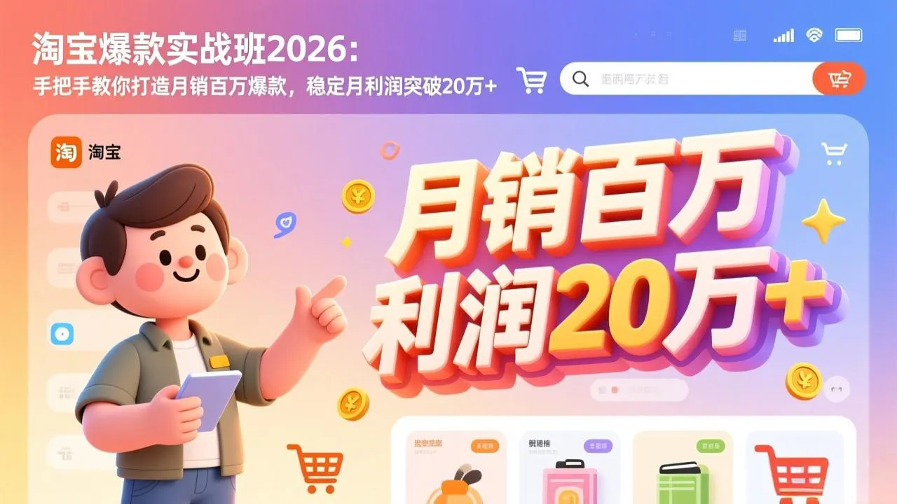淘宝爆款实战班-2026年3月更新：手把手教你打造月销百万爆款，稳定月利润突破20万+-33资源网