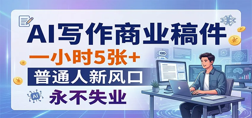 AI写作商业稿件，一小时5张+，普通人新风口，永不失业-33资源网