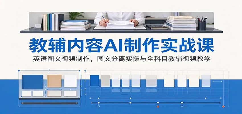 AI制作教辅内容实战课:英语图文视频制作,图文分离实操与全科目教辅视频教学-33资源网