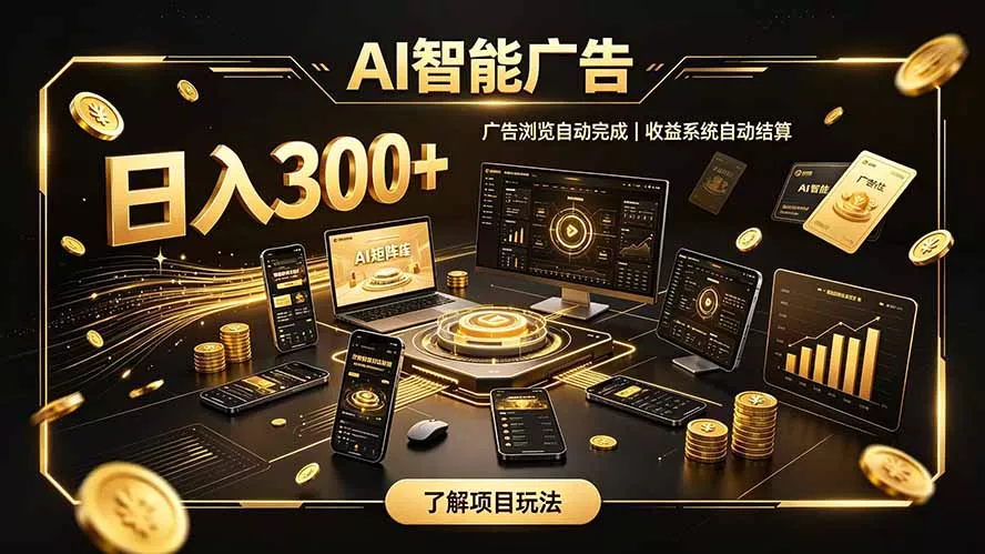 自研 AI 系统|轻资产起步|长期稳定收益|宝妈 上班族轻轻松松日入300+-33资源网