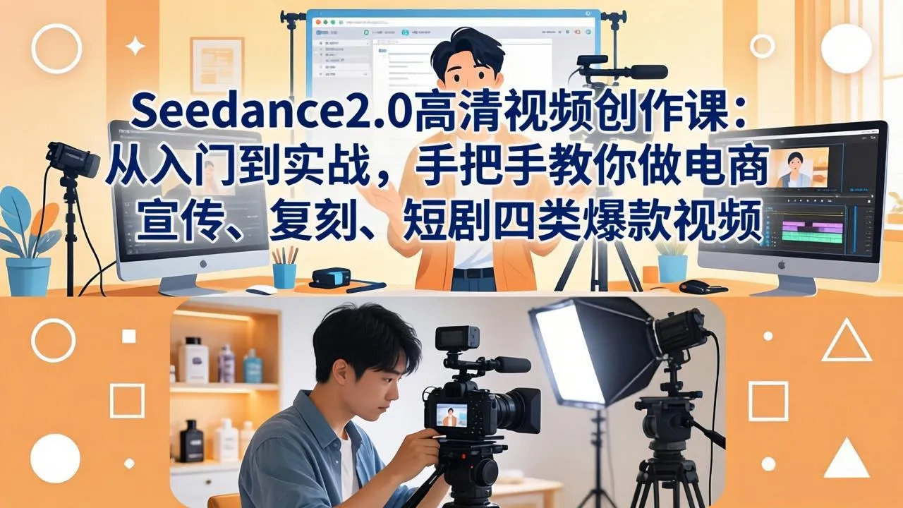 Seedance2.0高清视频创作课：从入门到实战，手把手教你做电商、宣传、复刻、短剧四类爆款视频-33资源网