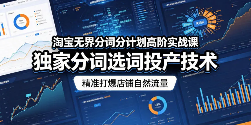 淘宝无界分词分计划高阶实战课，独家分词选词投产技术，精准打爆店铺自然流量-33资源网
