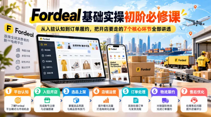 Fordeal基础实操初阶必修课,从入驻认知到订单履约,把开店要走的7个核心环节全部讲透-33资源网