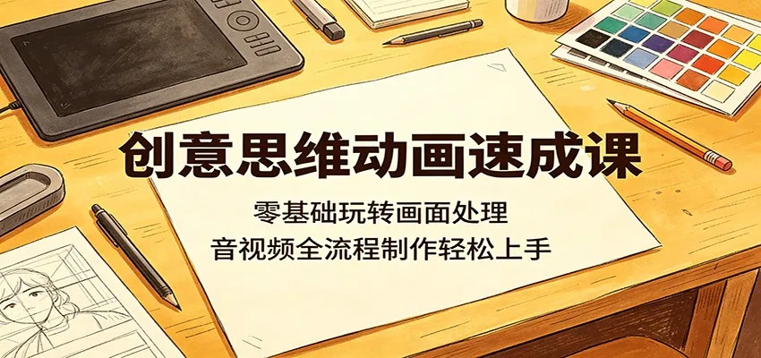 创意思维动画速成课：零基础玩转画面处理，音视频全流程制作轻松上手-33资源网
