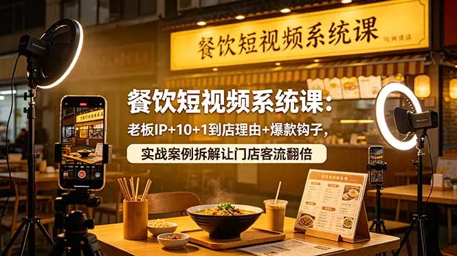 餐饮短视频系统课：老板IP+10+1到店理由+爆款钩子，实战案例拆解让门店客流翻倍-33资源网