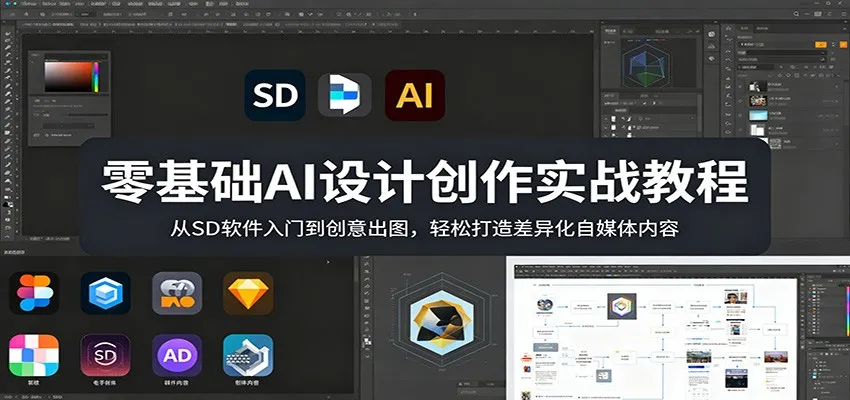 零基础AI设计创作实战教程：从SD软件入门到创意出图，轻松打造差异化自媒体内容-33资源网