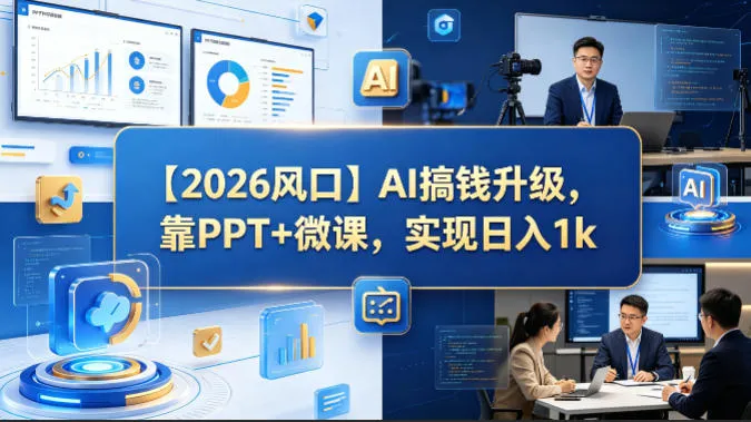 【2026风口】AI搞钱升级，靠PPT+微课，实现日入1k-33资源网