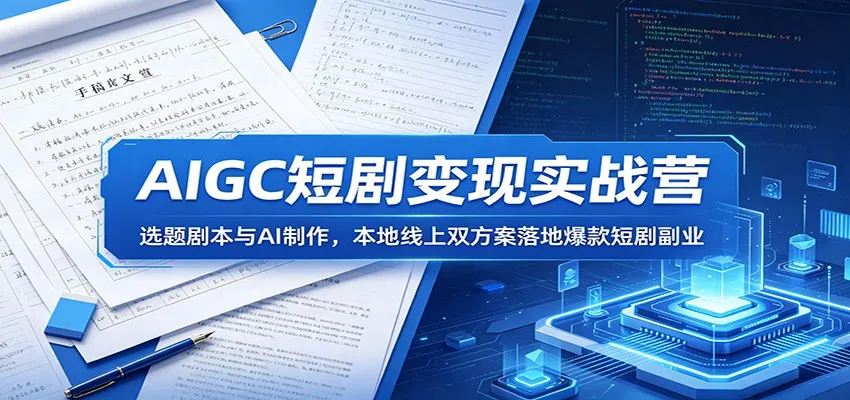 AIGC短剧变现实战营：选题剧本与AI制作，本地线上双方案落地爆款短剧副业-33资源网