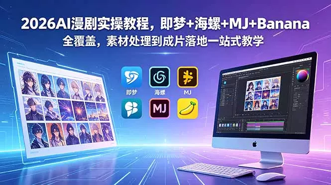 2026AI漫剧实操教程，即梦+海螺+MJ+Banana全覆盖，素材处理到成片落地一站式教学-33资源网