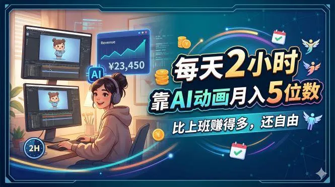 （18051期）每天 2 小时，靠 AI 动画月入 5 位数，比上班赚得多，还自由-33资源网