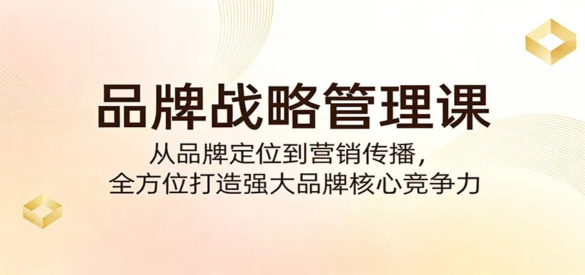 品牌战略管理课：从品牌定位到营销传播，全方位打造强大品牌核心竞争力-33资源网