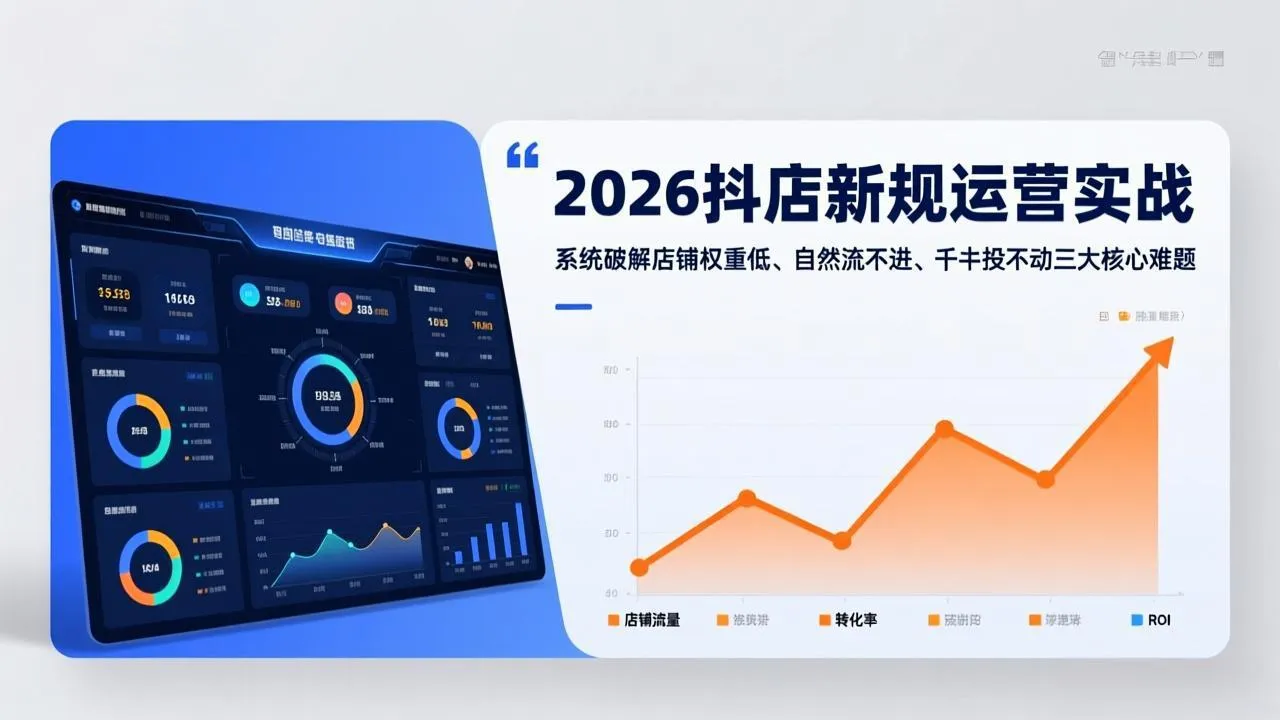 2026抖店新规运营实战：系统破解店铺权重低、自然流不进、千川投不动三大核心难题-33资源网