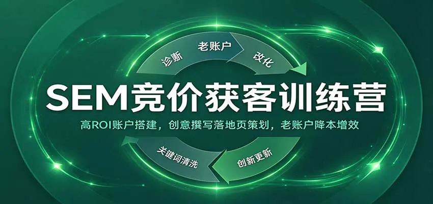 SEM竞价获客训练营:高ROI账户搭建,创意撰写落地页策划,老账户降本增效-33资源网