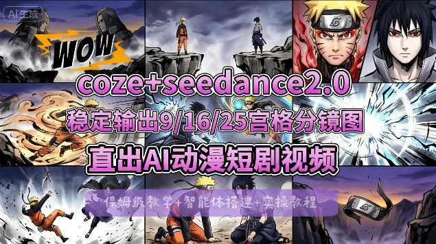 [COZE搭建教学]COZE+即梦Seedance 2.0稳定输出9-16-25宫格分镜图直出AI漫剧视频-33资源网